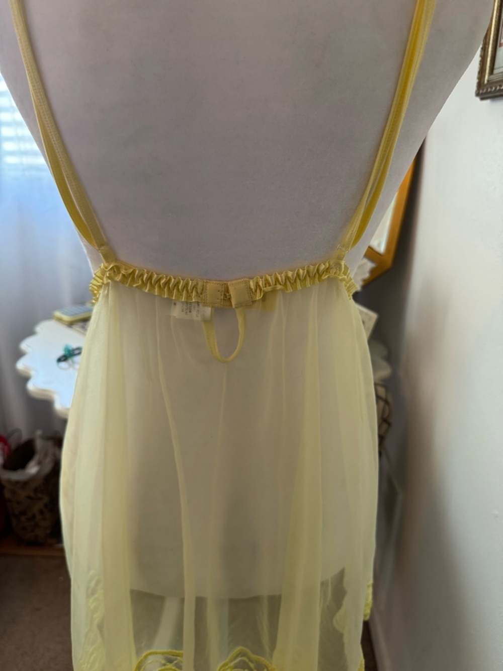Fredrick’s of Hollywood Yellow Lace Sheer Babydoll Chemise - Women's Intimates - Picture 7 of 9